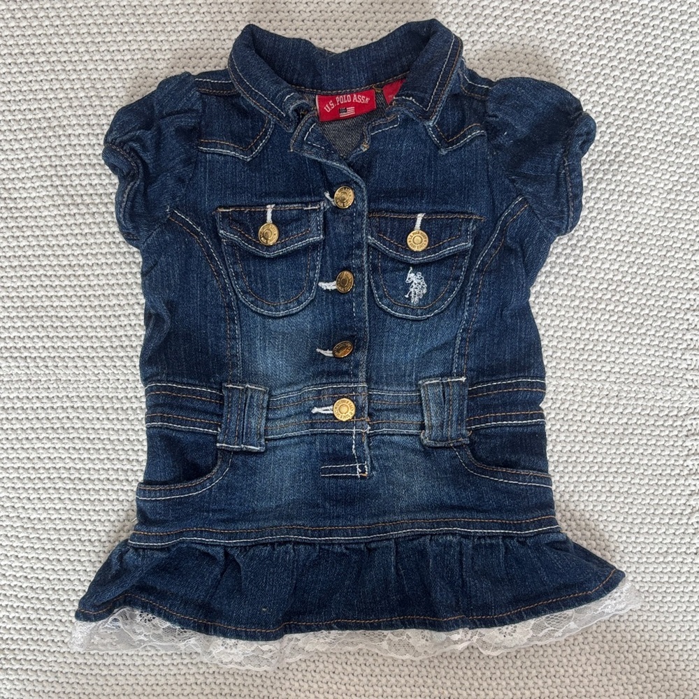 U.S. Polo Assn. Kids Blue Denim Jacket with Gold Buttons